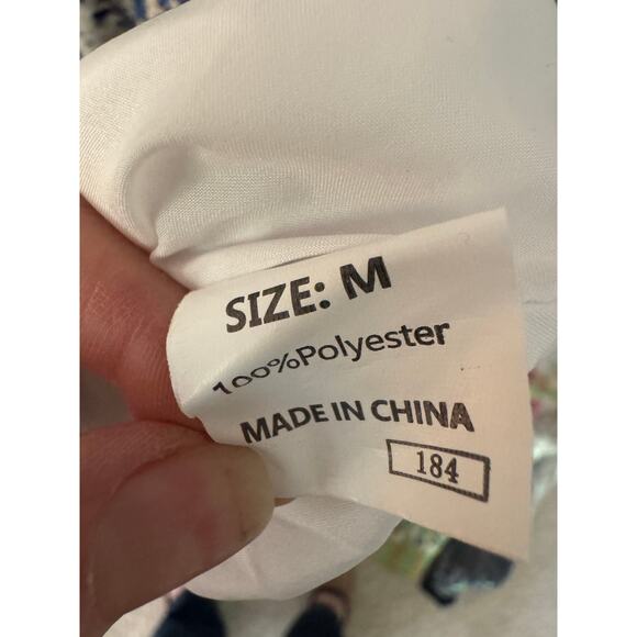 Dokotoo Medium Damask Beige Blue Maxi Dress Tiered NWT Balloon Peasant Boho - Picture 5 of 9